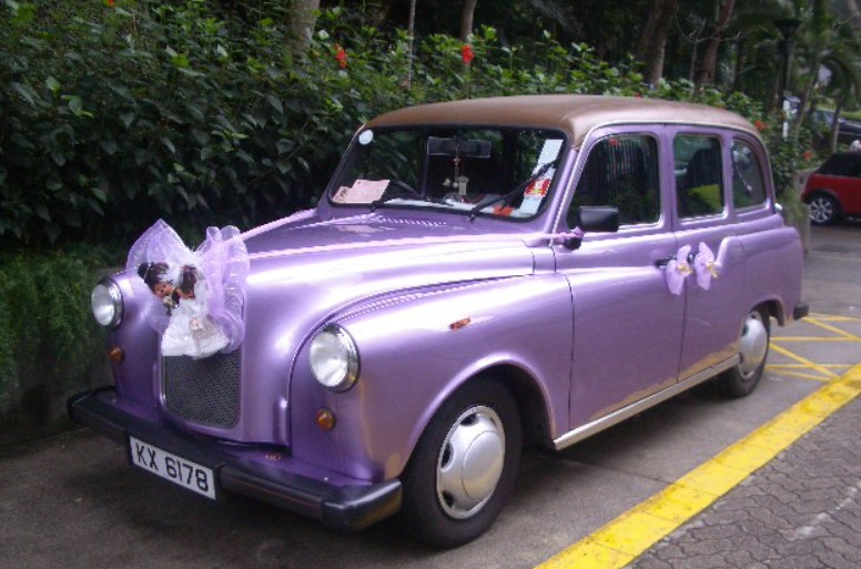 紫色的倫敦的士花車